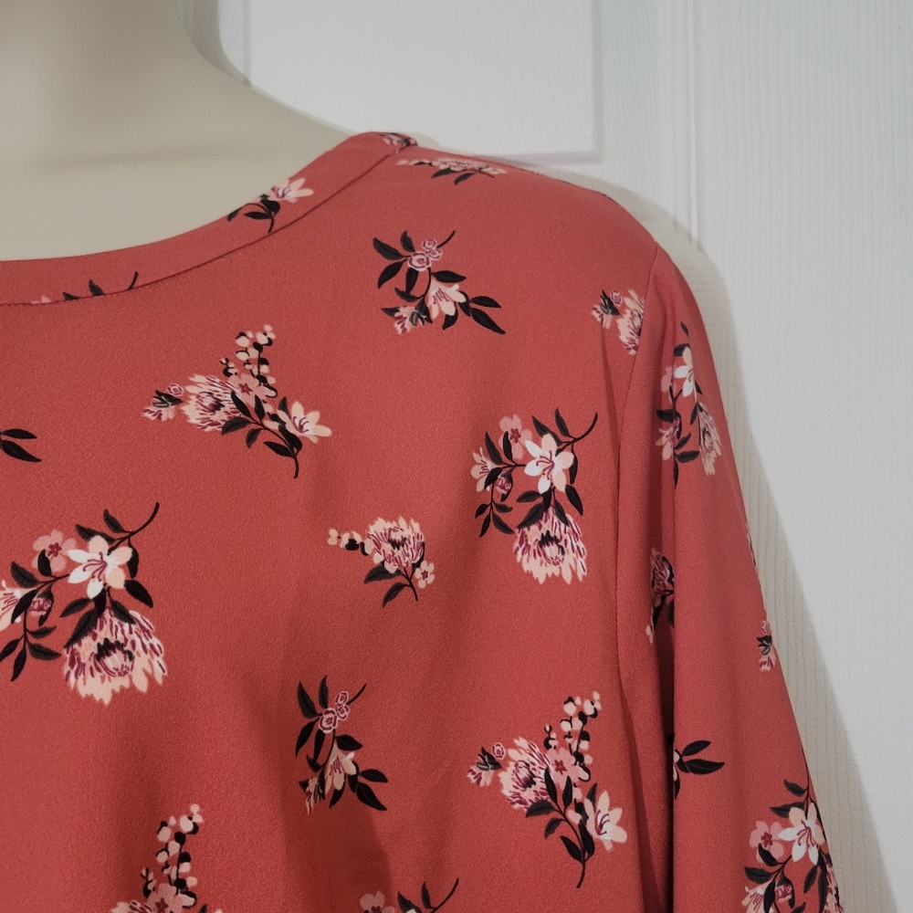 Loft Floral Pleated Cuff Flare Dress Plus Size 26 - Picture 5 of 9